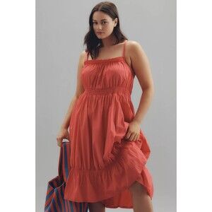 Daily Practice by Anthropologie Tiered High-Low Midi Dress In Rose Women's Sz M